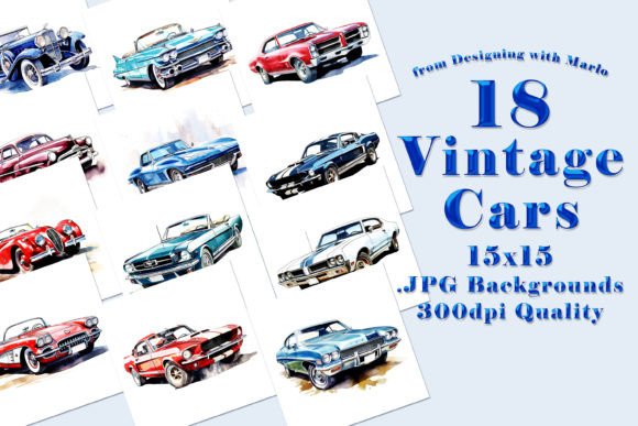 Authentic Retro Flair: Vintage Classic Cars 15x15 Backgrounds