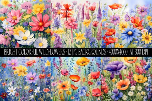 Bright Colorful Wildflower Backgrounds for Modern Design