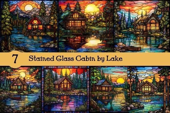 Cabin by Lake Stained Glass: A Digital Asset for Vibrant Projects