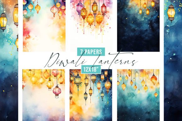 Celebrate with Watercolor Diwali Lantern Backgrounds