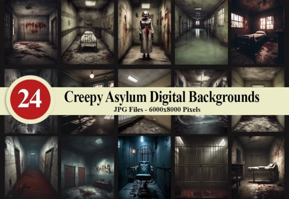 Creepy Asylum Digital Backgrounds V1: Your Halloween Photo Toolkit