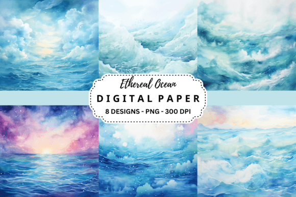 Elevate Designs with Watercolor Ethereal Ocean Backgrounds