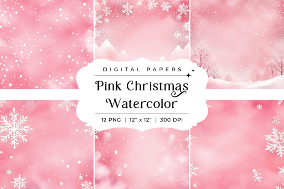 Enchanting Pink Christmas Watercolor Backgrounds for Designers