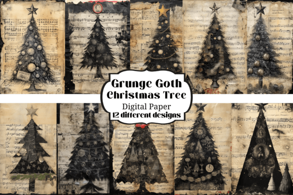 Grunge Goth Christmas Tree Backgrounds: Dark Holiday Design
