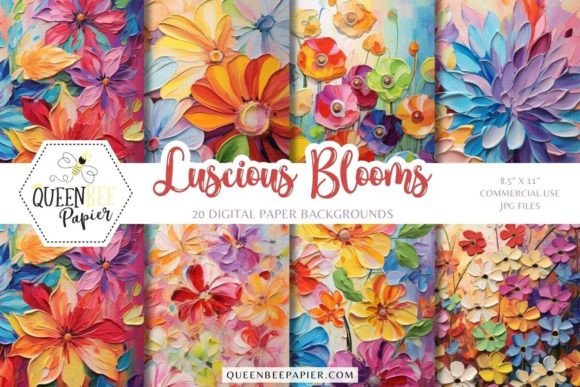 Rainbow Floral Digital Paper: 20 Luscious Blooms for Every Project