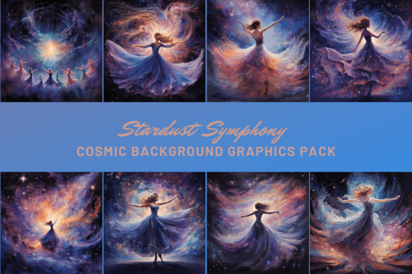 Stardust Symphony: 8 Cosmic Backgrounds for Celestial Designs