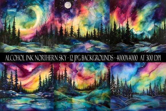 Stunning Alcohol Ink Northern Sky Backgrounds for Your Projects