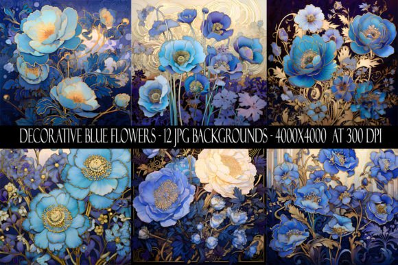 Stunning Decorative Blue Flower Backgrounds for Designers