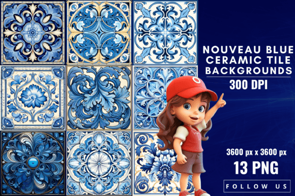 Timeless Elegance: Nouveau Blue Ceramic Tiles Backgrounds