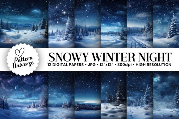 Transform Projects with Magical Snowy Winter Night Backgrounds