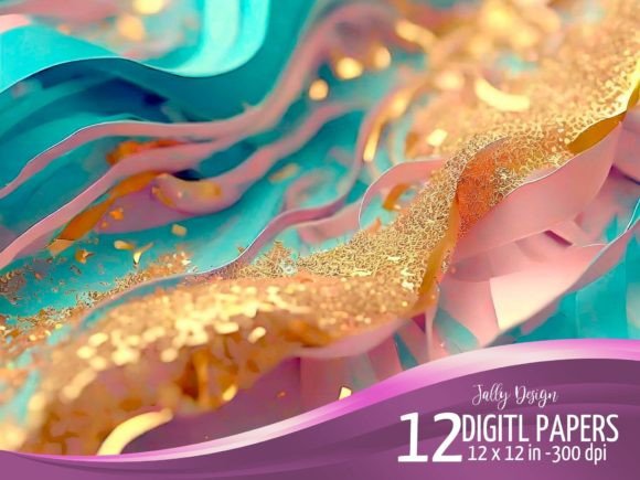 Transform Your Designs with Teal and Golden Luxurious Backgrounds