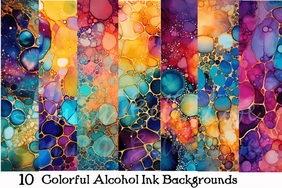 Vibrant Design with Rainbow Alcohol Ink Backgrounds