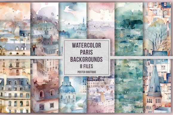 Watercolor Paris Backgrounds Pack: A Dreamy Artistic Foundation