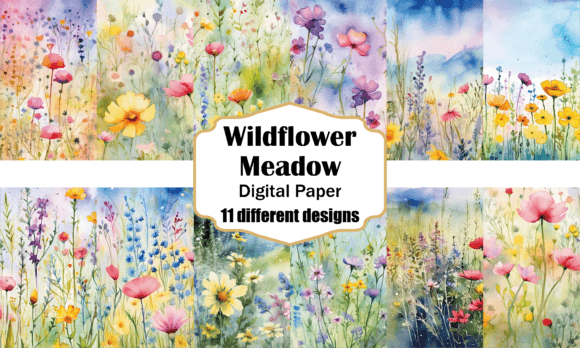 Watercolor Wildflower Meadow Backgrounds: Your Design Toolkit